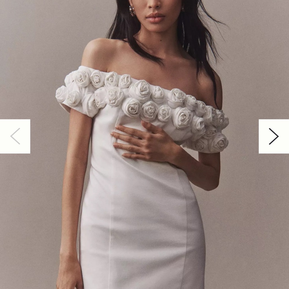 BHLDN Off-The-Shoulder Rosette Mini Dress